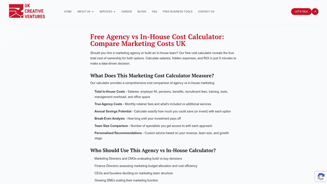 Marketing Team Cost Calculator | Compare Costs screenshot 2
