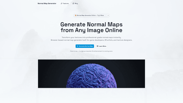 Normal Map Generator Online | Free Image to Normal Map screenshot 1