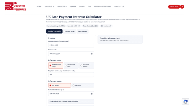 Late Payment Interest Calculator UK 2026 (Free) screenshot 2