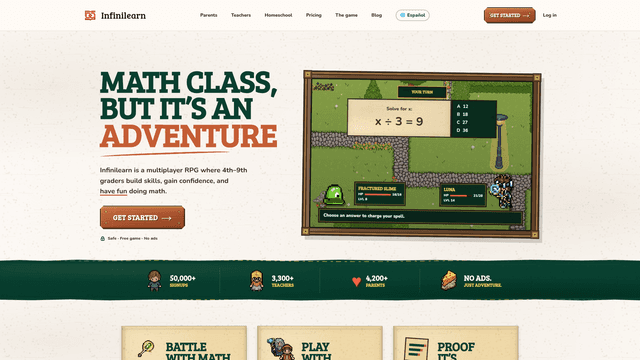 Infinilearn | Free Math RPG for Grades 4–9 screenshot 1