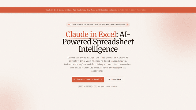 Claude in Excel - AI-Powered Spreadsheet Assistant screenshot 1