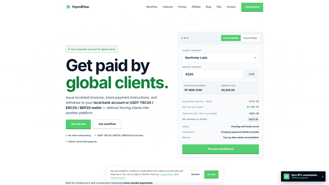 PayrollFlow — Get Paid by International Clients screenshot 2