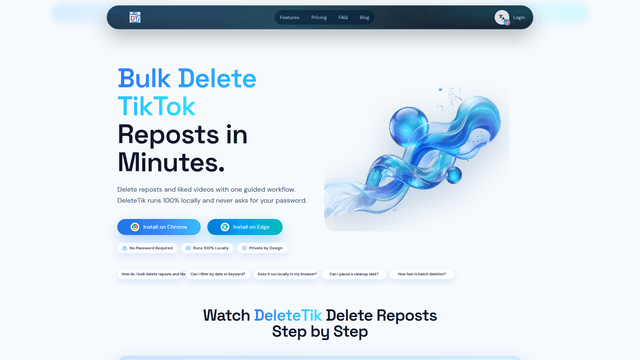 DeleteTik | Best TikTok Bulk Deleter & Repost Remover screenshot 1