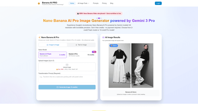 Nano Banana Pro - 4K AI Image Generator | Banana AI screenshot 1