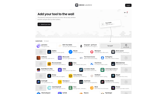 Brick Launch: Every new tool, on one wall screenshot 1
