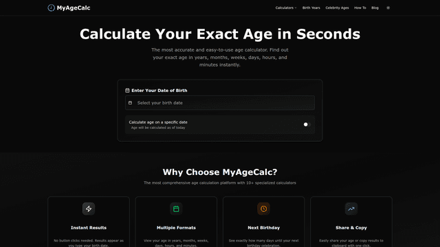 Age Calculator - Calculate Your Exact Age | MyAgeCalc.com screenshot 2