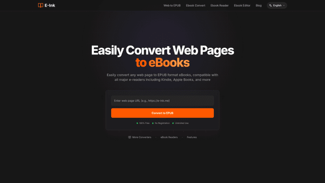 E-Ink - Free Web to eBook Converter | Save Web Pages as EPUB screenshot 2