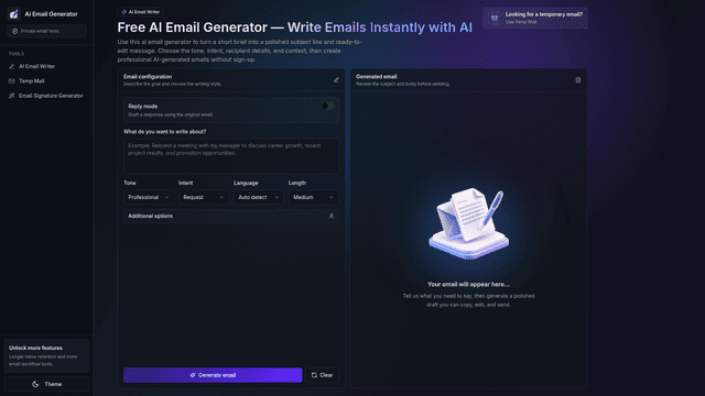 Write polished emails instantly with AI. screenshot 2