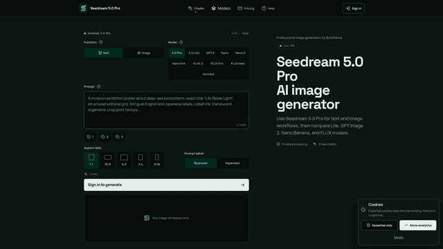 Seedream 5.0 Pro AI Image Generator & Model Compare screenshot 2