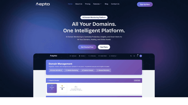 Aepto – AI Domain Monitoring for Hosting, DNS & Email screenshot 2