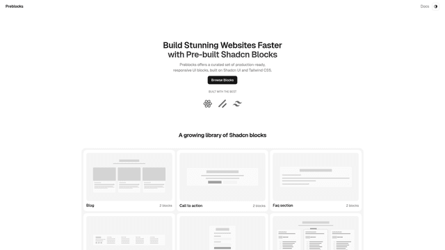 Preblocks: Shadcn UI Blocks & Tailwind Components for React screenshot 2
