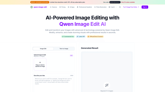 Qwen Image Edit Online | AI-Powered Image Editing Tool screenshot 1
