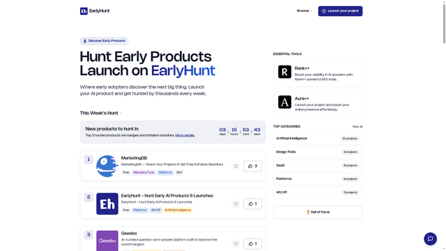 EarlyHunt - Hunt Early AI Products & Launches screenshot 2