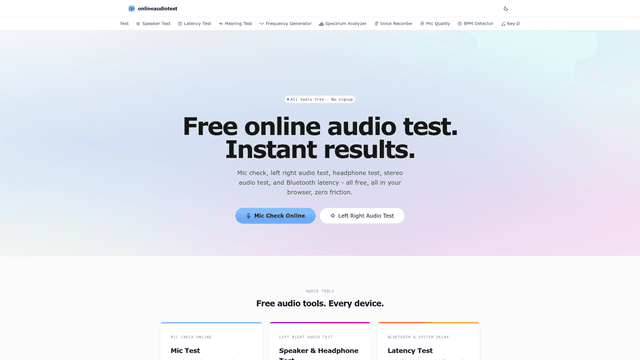 Online Audio Test - Free Mic, Speaker, Headphone & Latency screenshot 2