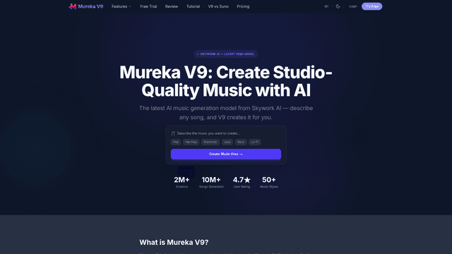 Mureka V9: AI Music Generator — Create Songs in Seconds screenshot 1