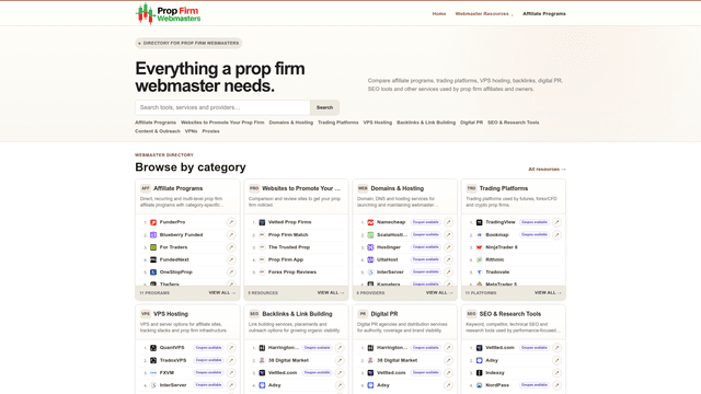 Webmaster Resources - Prop Firm Webmasters screenshot 2