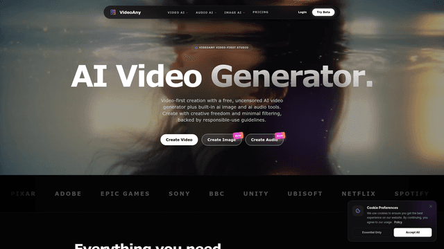VideoAny | Free, Uncensored AI Video Generator screenshot 2
