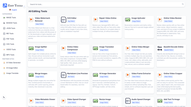 Free Online PDF, Image, Audio & Video Editor - EditTools screenshot 1