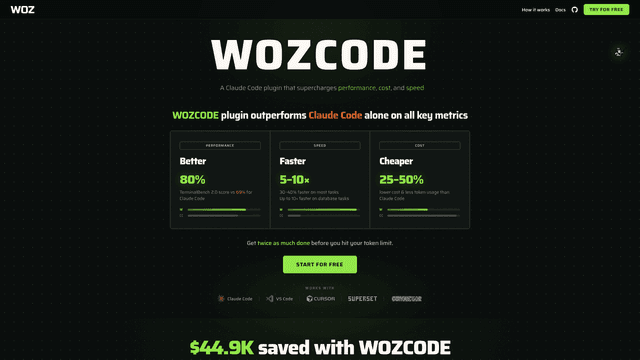 WOZCODE — The highest performing AI coding agent screenshot 2
