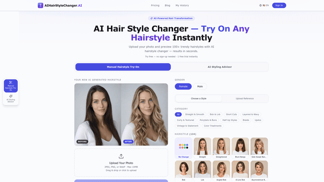Free AI Hairstyle Changer - Try On Any Hairstyle screenshot 1