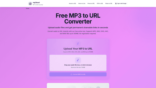 Free MP3 to URL Converter | mp3tourl screenshot 1