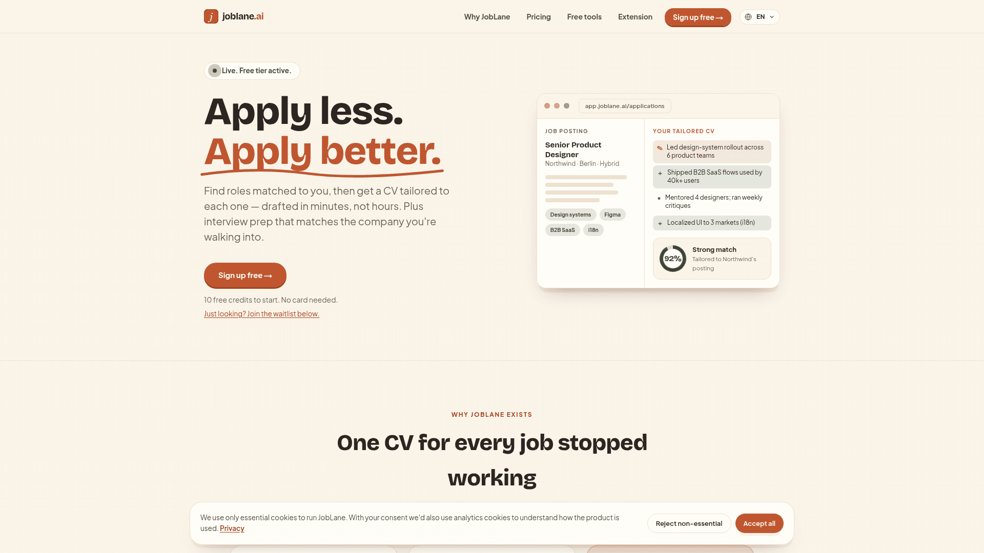 JobLane: Apply Less, Apply Better — AI-Powered Career Tools screenshot 2
