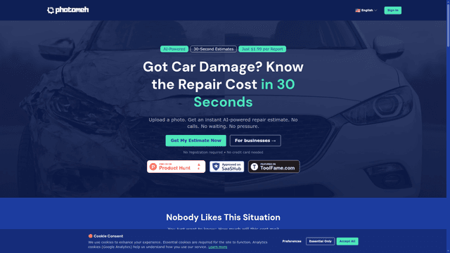 PhotoMeh - AI Car Damage Repair Cost Estimator screenshot 2
