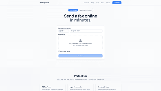 PerPageFax screenshot 2