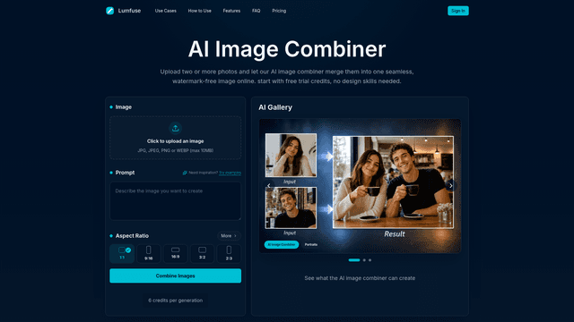 AI Image Combiner - Combine Two Images Online Free | Lumfuse screenshot 2