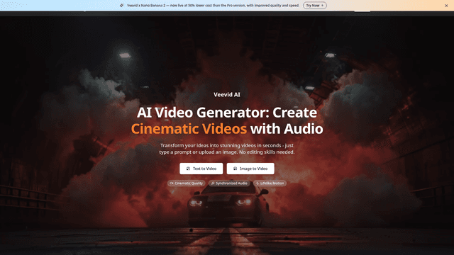 Create Cinematic Videos with Audio | Veevid screenshot 1