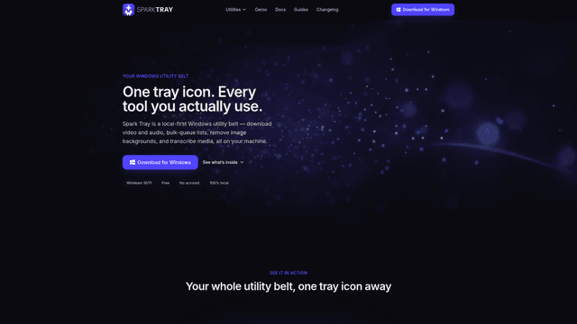 Spark Tray — a Windows utility belt screenshot 2