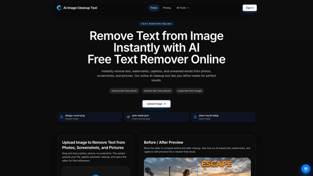 Remove Text from Image Online Free | AI Image Cleanup Tool screenshot 1