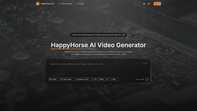 HappyHorse AI: HappyHorse 1.0 AI Video Generator Free screenshot 1