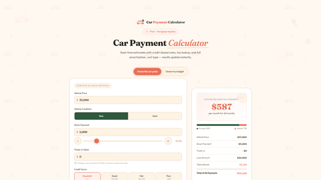 Car Payment Calculator — Monthly Auto Loan Estimate screenshot 2