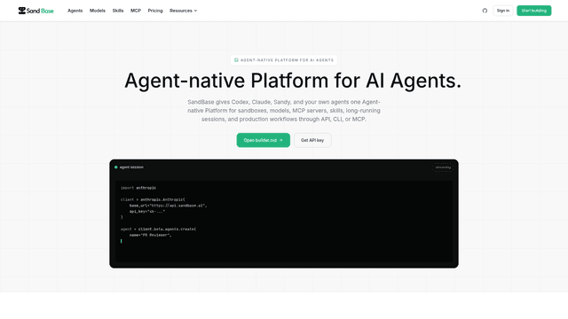SandBase - Agent-native Platform for AI Agents screenshot 1