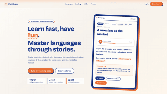 MeloLingua - Learn Languages With Daily Stories screenshot 1