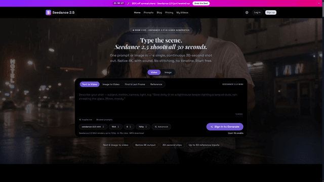 Seedance 2.5 AI Video Generator — Native 30s 4K screenshot 2