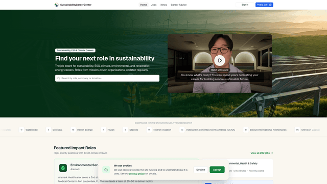 Sustainability Career Center screenshot 2