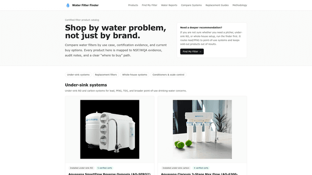 Water Filter Finder: choose the right certified filter screenshot 1