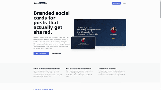 Free Social Card Generator
     | betterimage.io screenshot 2