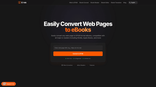 E-Ink - Free Web to eBook Converter | Save Web Pages as EPUB screenshot 2