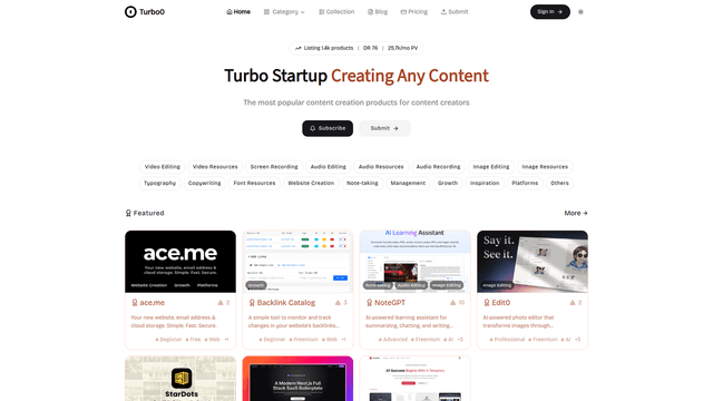 Turbo0 - Popular Content Creation Products Directory screenshot 2