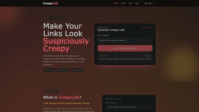 CreepyLink - Make Your Links Look Suspiciously Creepy screenshot 2