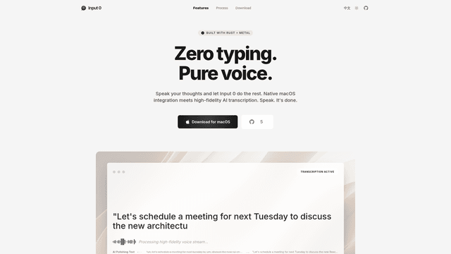 Input 0 — Zero typing. Pure voice. screenshot 2