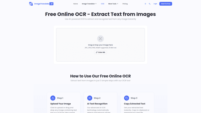 Free Online OCR - Extract Text from Images with AI screenshot 2