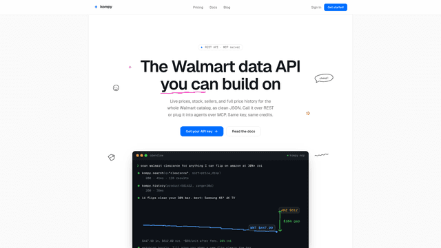 Kompy | Walmart Product Data API with Full Price History screenshot 2