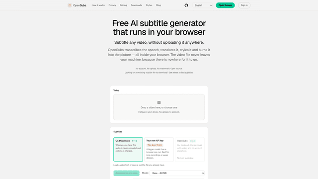 OpenSubs screenshot 2