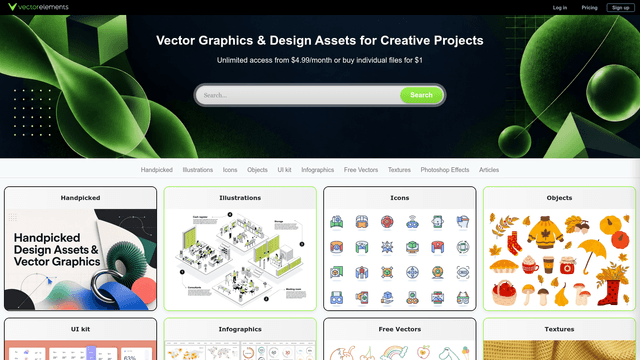 Vector Illustrations, Icons & Free Graphics | Vectorelements screenshot 1
