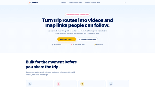 Travel Map Tools for Videos & Shareable Maps | Snipka screenshot 1