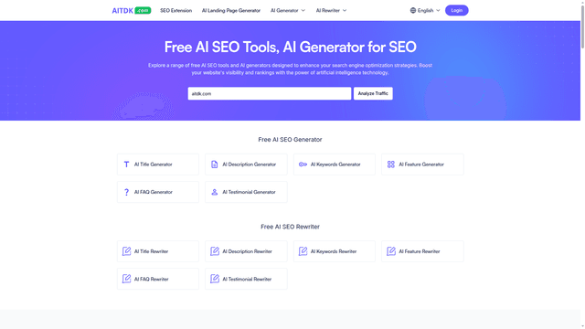 AITDK: Free AI SEO Tools, AI Generator for SEO screenshot 1